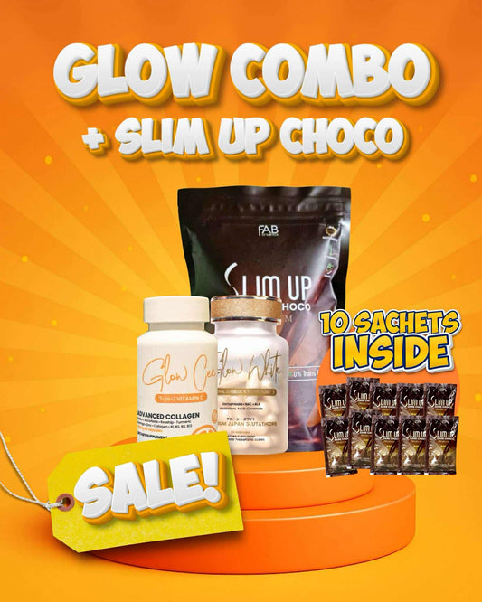 1 Glow Cee, 1 Glow White Japan Premium and 1 pack of Slim Up Dark Choco